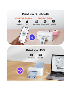 Impresora Térmica de Etiquetas MUNBYN RW402B Bluetooth 4x6 2