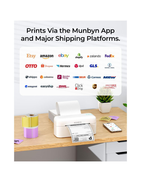 Impresora Térmica de Etiquetas MUNBYN RW402B Bluetooth 4x6