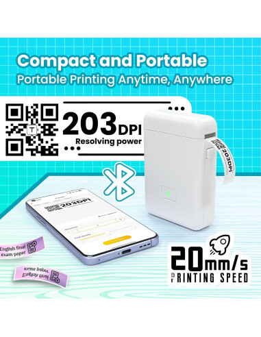 Impresora de Etiquetas Portátil Vretti HP2 Bluetooth Blanca
