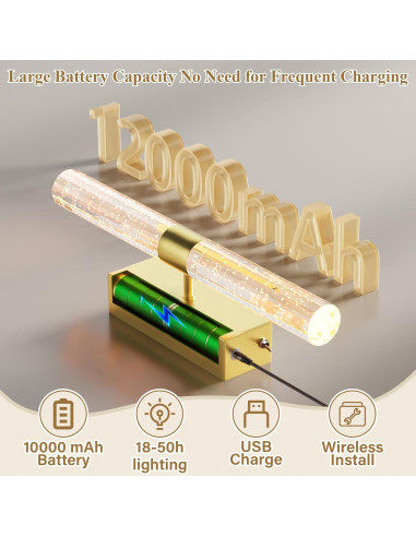 Aplique de Pared LED Dorado CAMUUCCI 38.86cm Recargable 2 Paquete