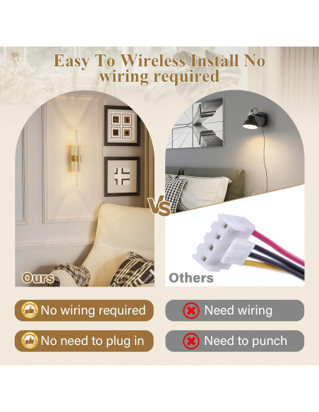 Aplique de Pared LED Dorado CAMUUCCI 38.86cm Recargable 2 Paquete