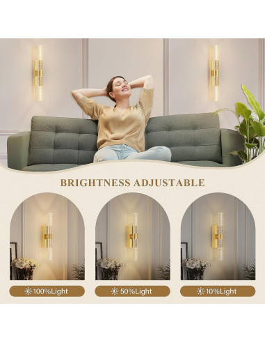 Aplique de Pared LED Dorado CAMUUCCI 38.86cm Recargable 2 Paquete