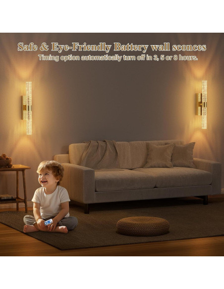 Aplique de Pared LED Dorado CAMUUCCI 38.86cm Recargable 2 Paquete