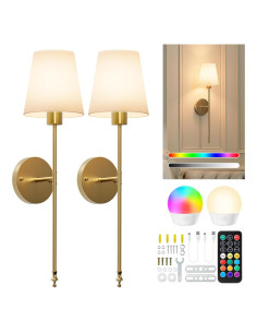 Juego de 2 Apliques de Pared Inalámbricos Brightown Dorado