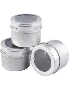 20 Latas Magnéticas para Especias Bekith - 85g, Tapa Transparente 2