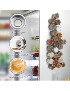 Conjunto de 24 tarros de especias Homazing 2oz hexagonales 2