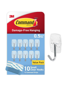 Ganchos de Palanca Transparentes 3M Command - 10 Piezas, 0.23 kg