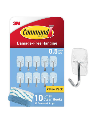 Ganchos de Palanca Transparentes 3M Command - 10 Piezas, 0.23 kg