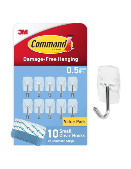 Ganchos de Palanca Transparentes 3M Command - 10 Piezas, 0.23 kg
