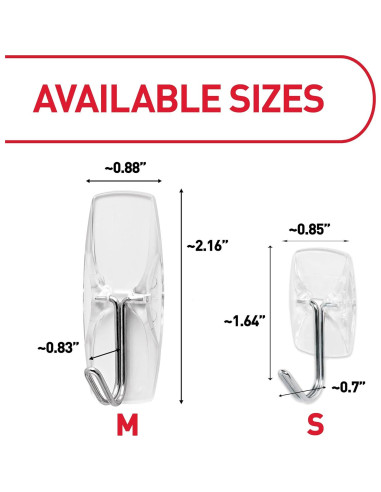 Ganchos de Palanca Transparentes 3M Command - 10 Piezas, 0.23 kg