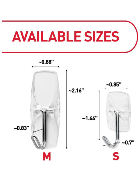 Ganchos de Palanca Transparentes 3M Command - 10 Piezas, 0.23 kg