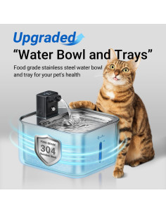 Fuente de Agua Inalámbrica para Gatos DownyPaws 3L Acero Inoxidable 2