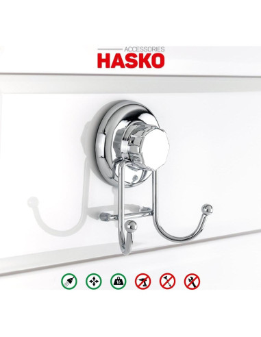 Ganchos de Ventosa HASKO - Acero Inoxidable - 2 Paquete
