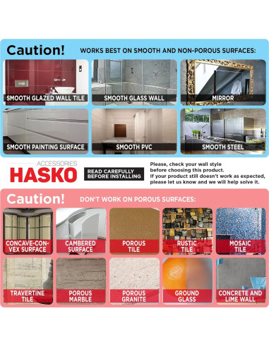 Ganchos de Ventosa HASKO - Acero Inoxidable - 2 Paquete