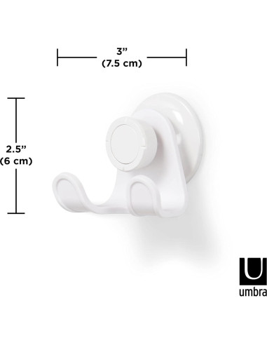 Gancho Doble para Ducha Umbra Flex Gel-Lock Blanco 6.35 cm