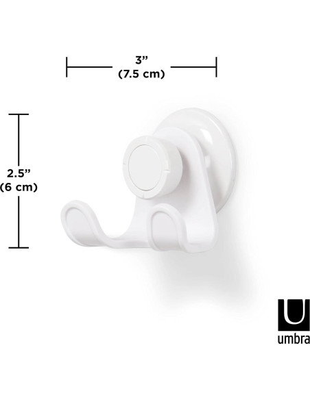 Gancho Doble para Ducha Umbra Flex Gel-Lock Blanco 6.35 cm