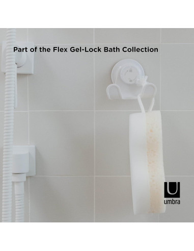 Gancho Doble para Ducha Umbra Flex Gel-Lock Blanco 6.35 cm