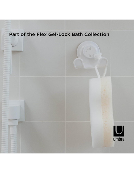 Gancho Doble para Ducha Umbra Flex Gel-Lock Blanco 6.35 cm