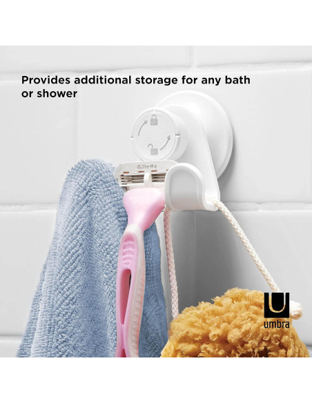 Gancho Doble para Ducha Umbra Flex Gel-Lock Blanco 6.35 cm