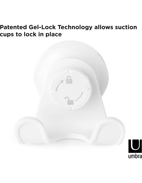 Gancho Doble para Ducha Umbra Flex Gel-Lock Blanco 6.35 cm
