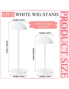 Soporte de Peluca Ajustable Tatuo 6 Pcs Antideslizante 25-45 cm 2