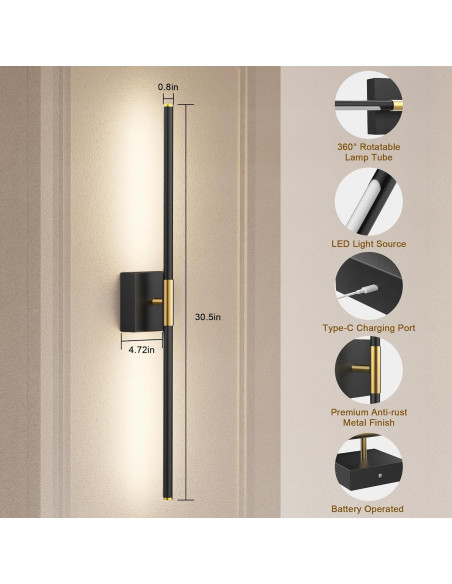 Lámpara de pared recargable Gift4U 80 cm con control remoto