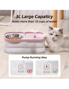 Fuente de Agua para Gatos y Perros JEERAMIA 3L Rosa Silenciosa 2