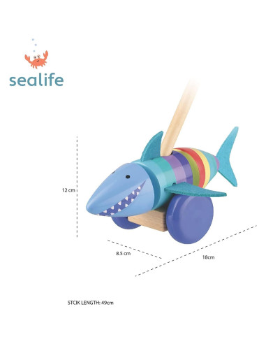 Juguete de Madera Empuja Tiburón Orange Tree 12+ Meses