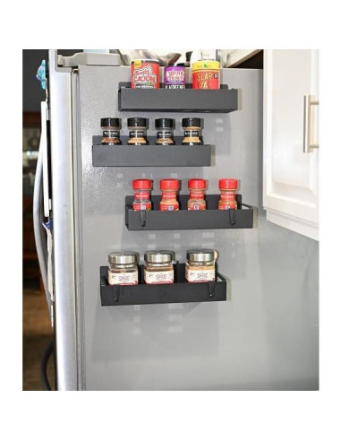 Estante Magnético para Especias Genérico Negro 1 Estante