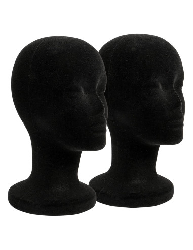 Cabeza de Maniquí de Espuma Negra 30.4 cm 2 Piezas Foraineam