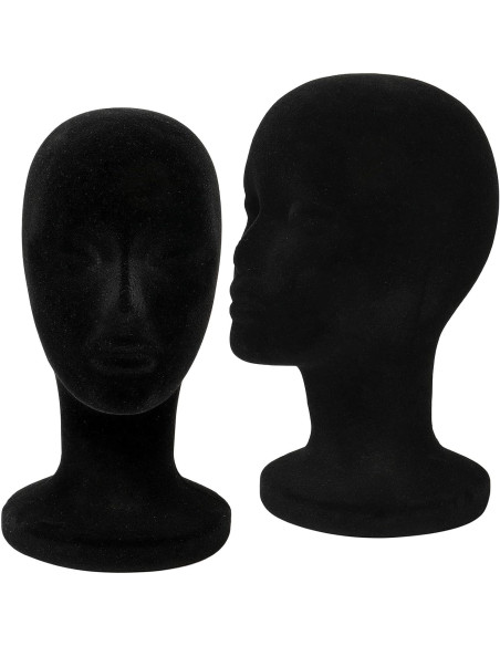 Cabeza de Maniquí de Espuma Negra 30.4 cm 2 Piezas Foraineam