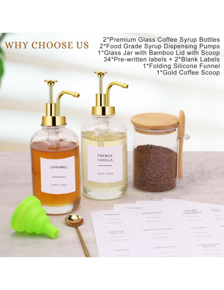 Set de Dispensadores de Jarabe para Bar de Café - 2 Pcs 500 ml