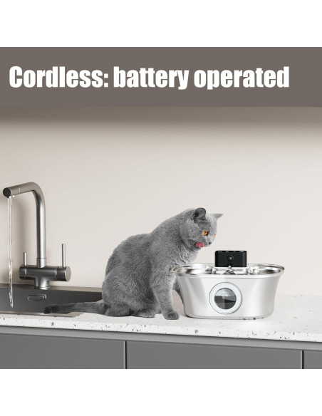 Fuente de Agua Inalámbrica para Gatos PIPARTIE 3.2L Acero Inoxidable