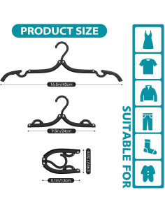 30 Perchas Plegables de Viaje Besslly - Organizador Negro 2