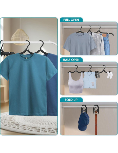 30 Perchas Plegables de Viaje Besslly - Organizador Negro