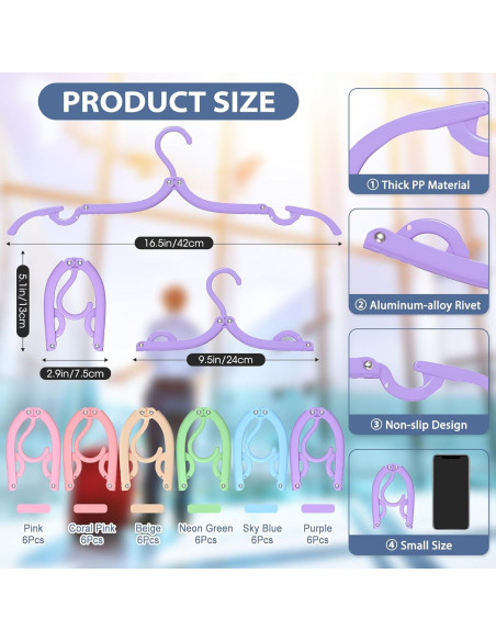 36 Perchas de Viaje Plegables Besslly Antideslizantes Multicolor