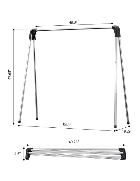 Estante Plegable para Secar Ropa APEXCHASER Acero Inoxidable 123.4 cm