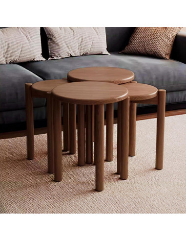 Juego de 4 Taburetes Apilables Fnylotusr Color Nogal 35.5cm
