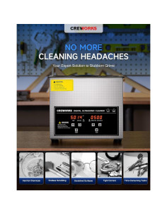 Limpiador Ultrasónico CREWORKS 3L Digital 120W Acero Inoxidable 2