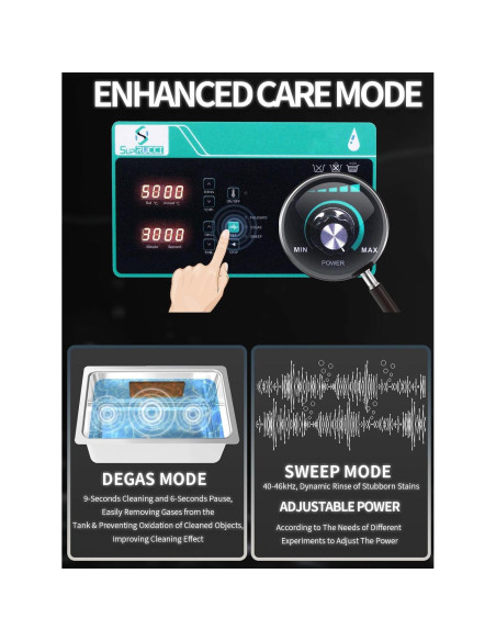 Limpiador Ultrasónico 6L SupRUCCI 180W Ajustable para Piezas