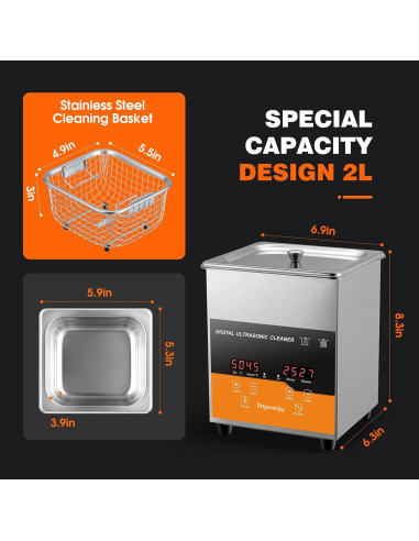 Limpiador Ultrasónico Enpowiks 2L para Joyería y Gafas