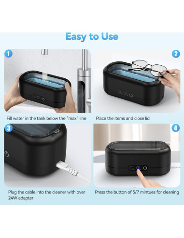 Limpiador Ultrasónico de Joyas Miorcols 12 oz 48kHz Dual