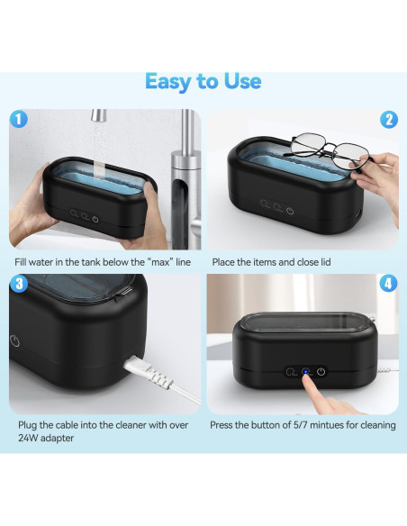 Limpiador Ultrasónico de Joyas Miorcols 12 oz 48kHz Dual