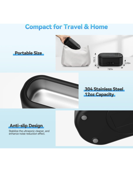 Limpiador Ultrasónico de Joyas Miorcols 12 oz 48kHz Dual