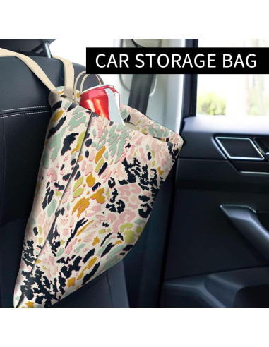 Basurero Colgante para Auto ABUIFDK Leopardo Colorido 30x24cm