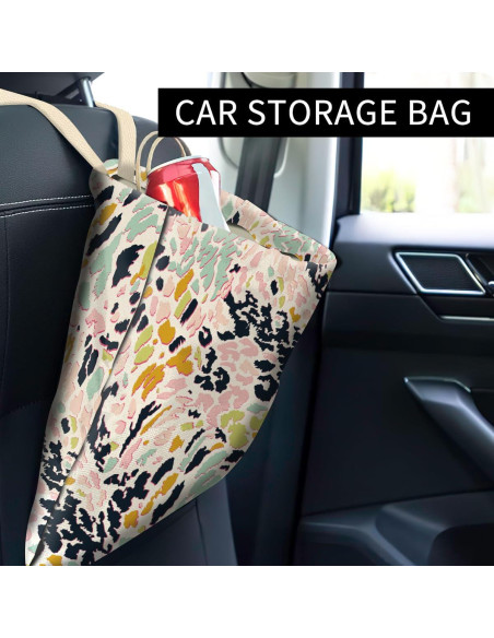 Basurero Colgante para Auto ABUIFDK Leopardo Colorido 30x24cm