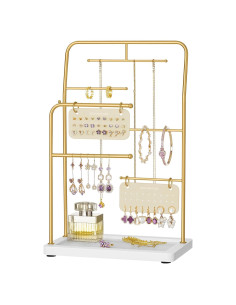 Soporte de Joyería SONGMICS Dorado Metálico con 2 Tableros