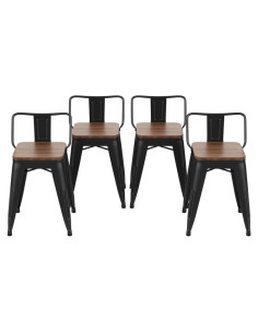 Juego de 4 Taburetes de Bar Metal Changjie 45.72 cm Negro