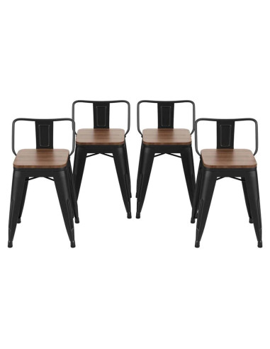 Juego de 4 Taburetes de Bar Metal Changjie 45.72 cm Negro