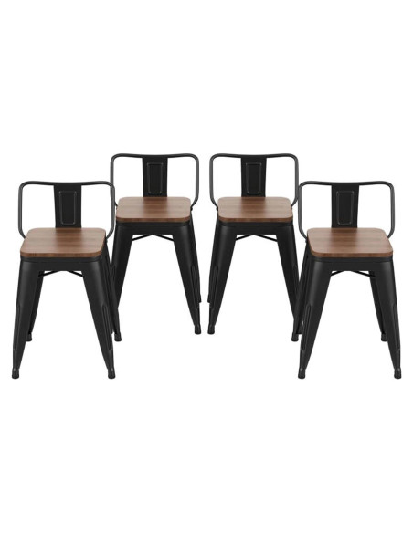 Juego de 4 Taburetes de Bar Metal Changjie 45.72 cm Negro